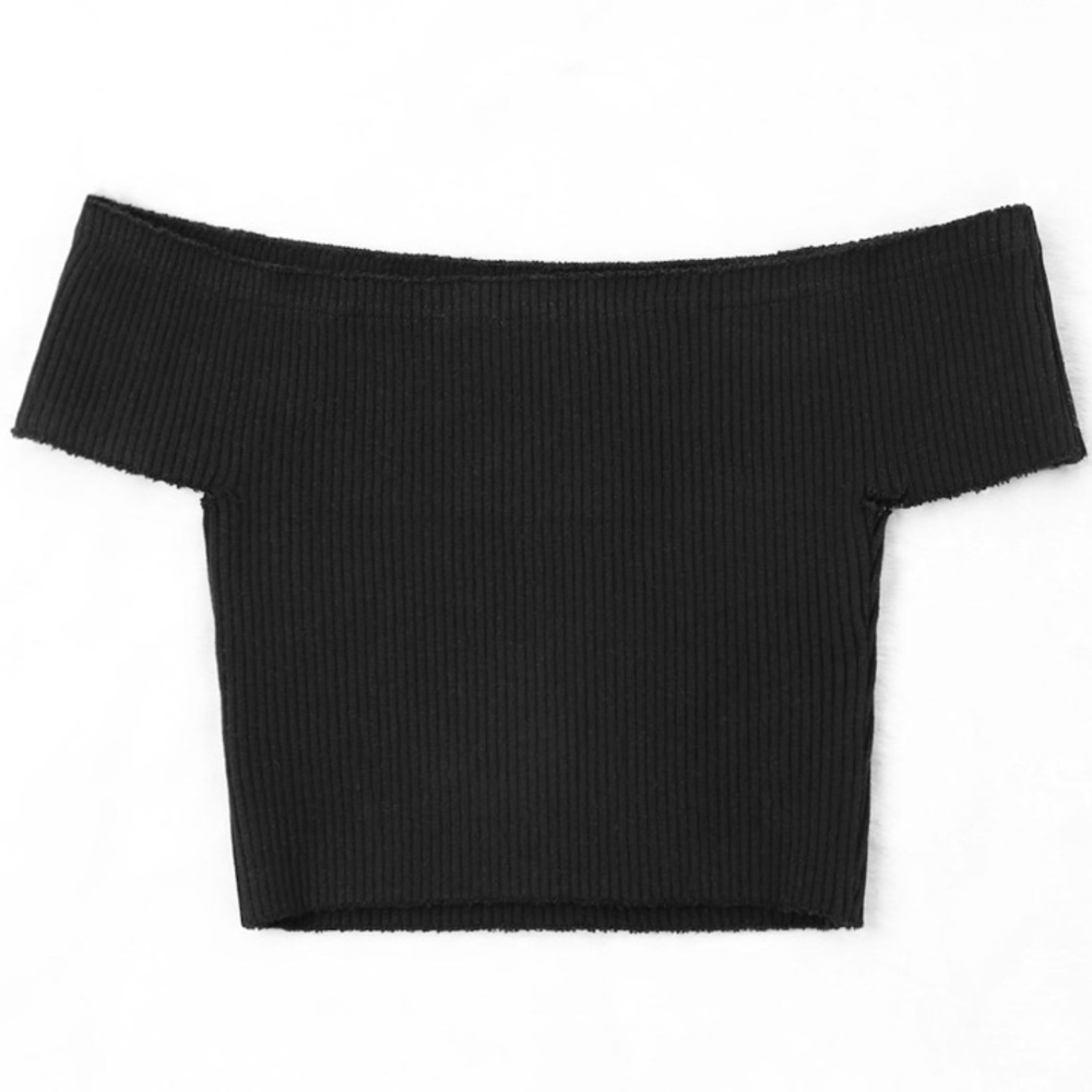 NWOT Off The Shoulder Stretchy Black Crop Top